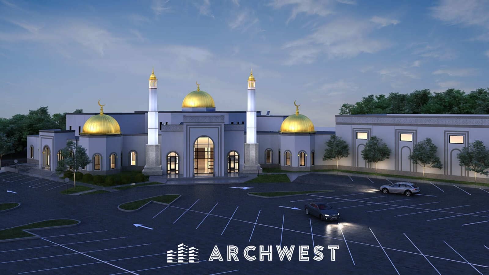 46. 3D Render of a Mosque, New Mexico, USA